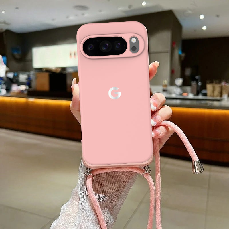 Silky Touch Liquid Silicone Case for Google Pixel with Crossbody Lanyard