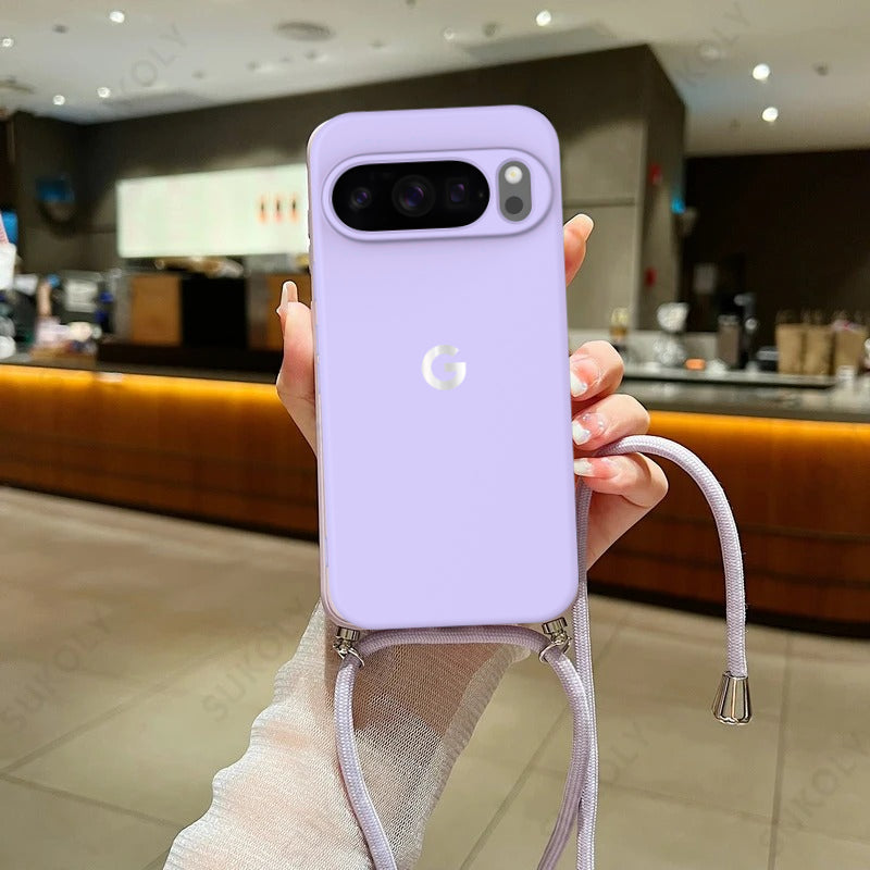 Silky Touch Liquid Silicone Case for Google Pixel with Crossbody Lanyard