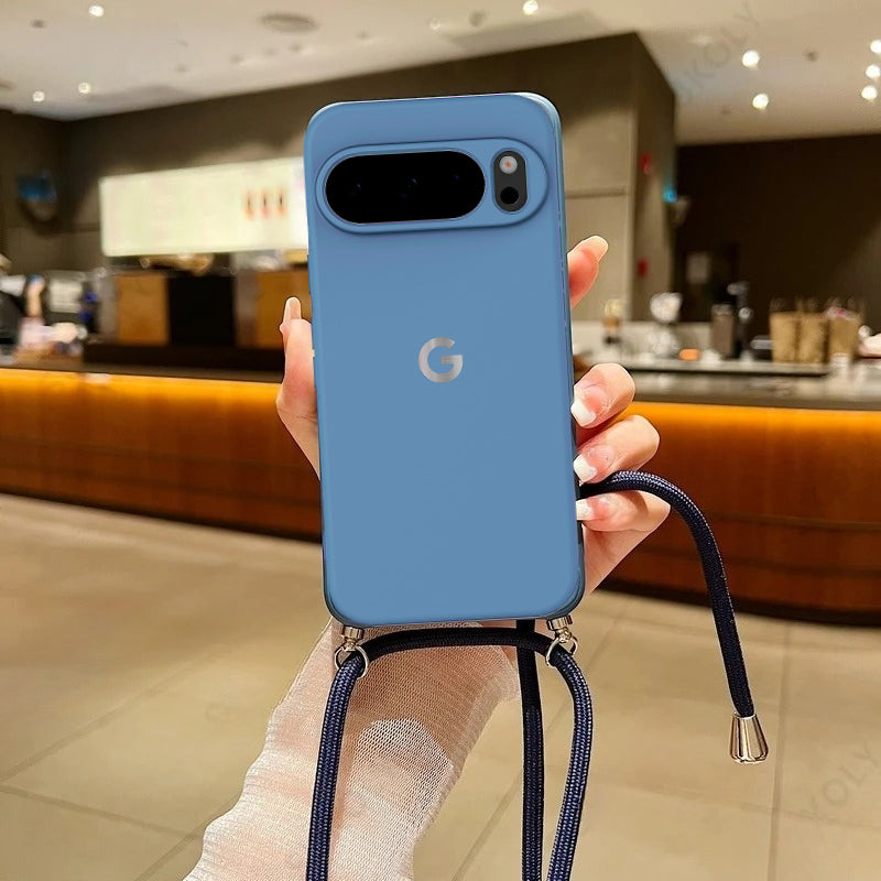 Silky Touch Liquid Silicone Case for Google Pixel with Crossbody Lanyard