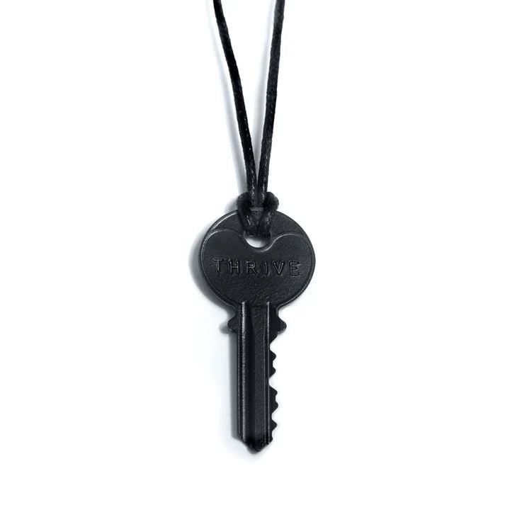 Matte Black Classic Key Black Cord Necklace