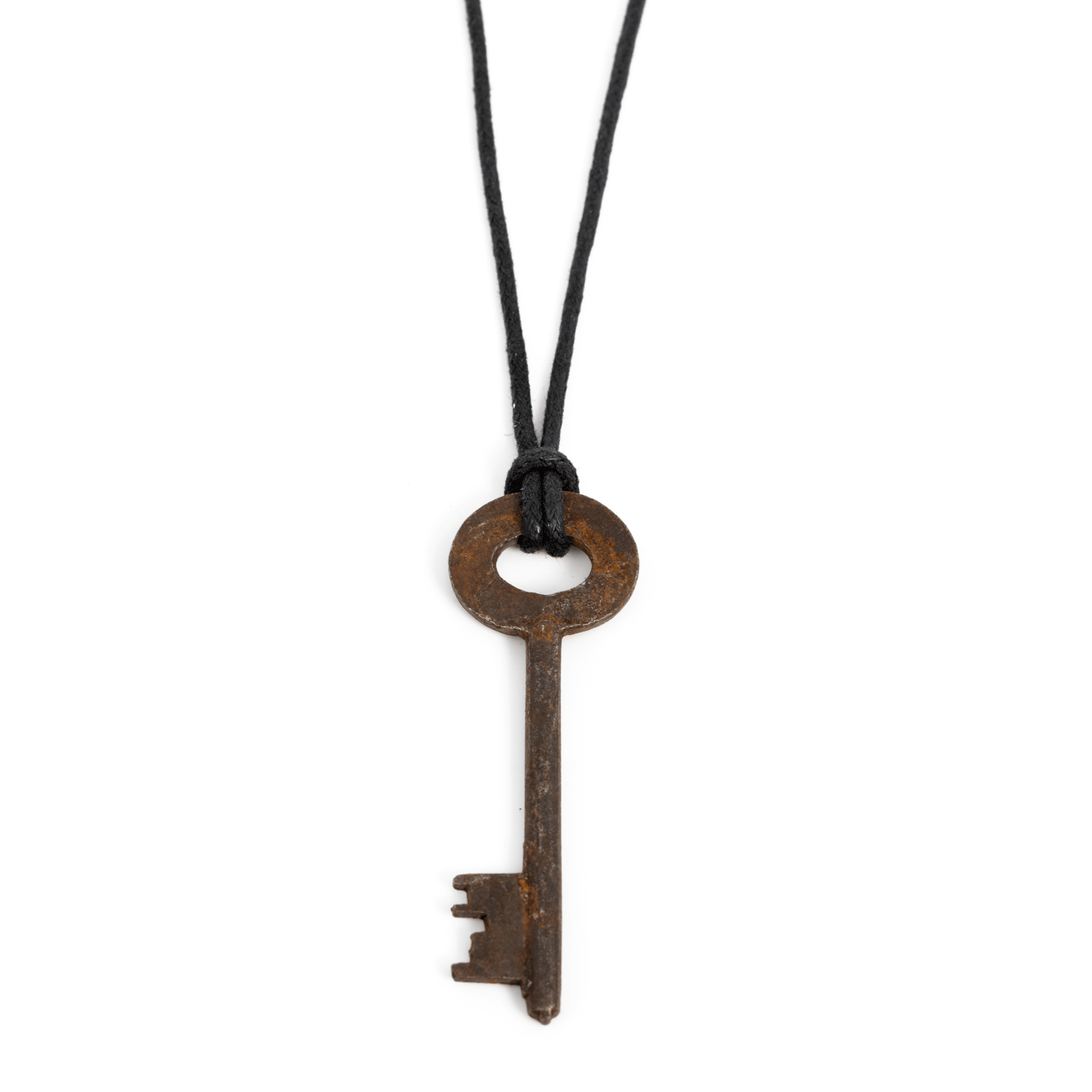 Antique Skeleton Key Black Cord Necklace