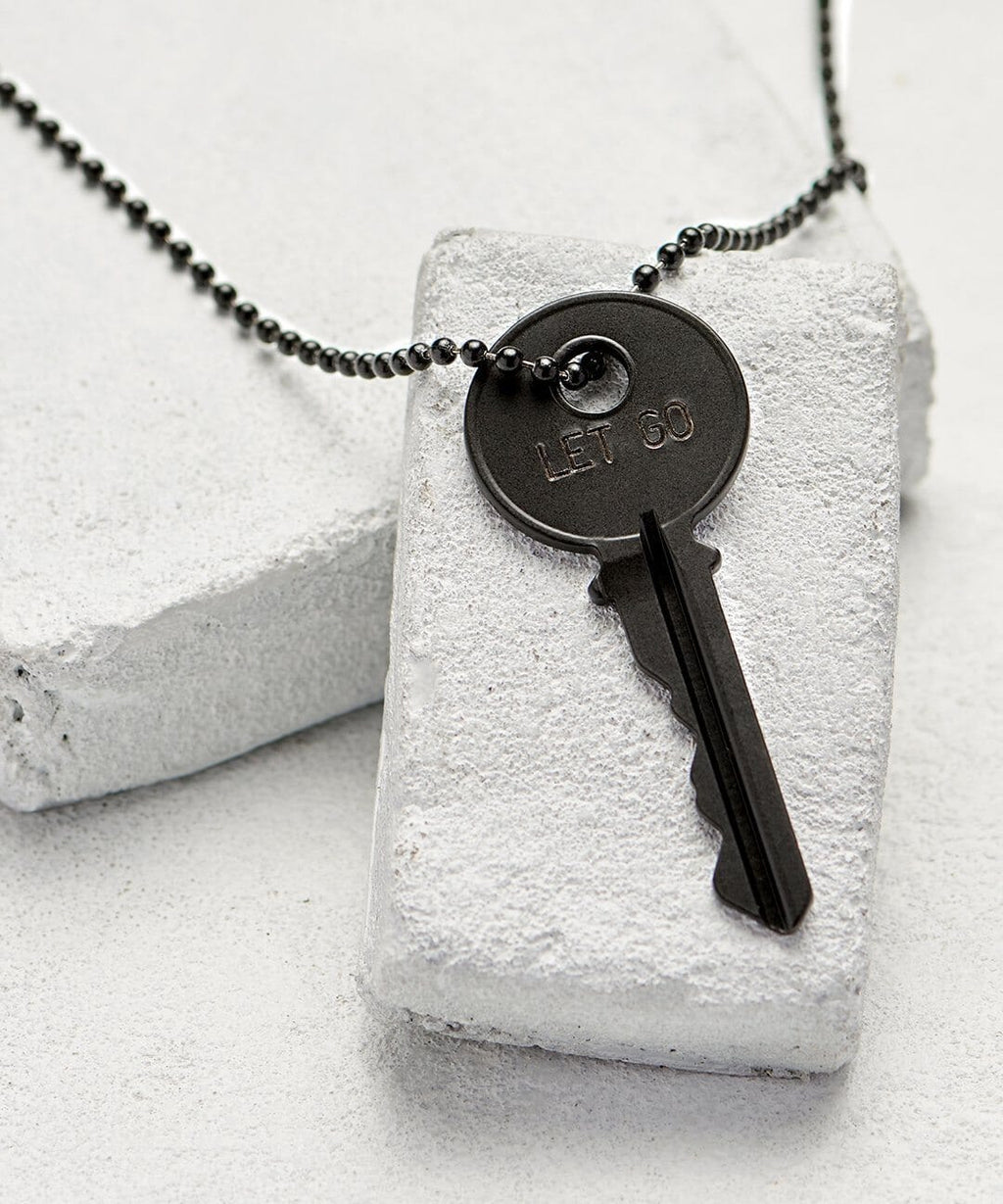 LET GO Matte Black Classic Key Necklace