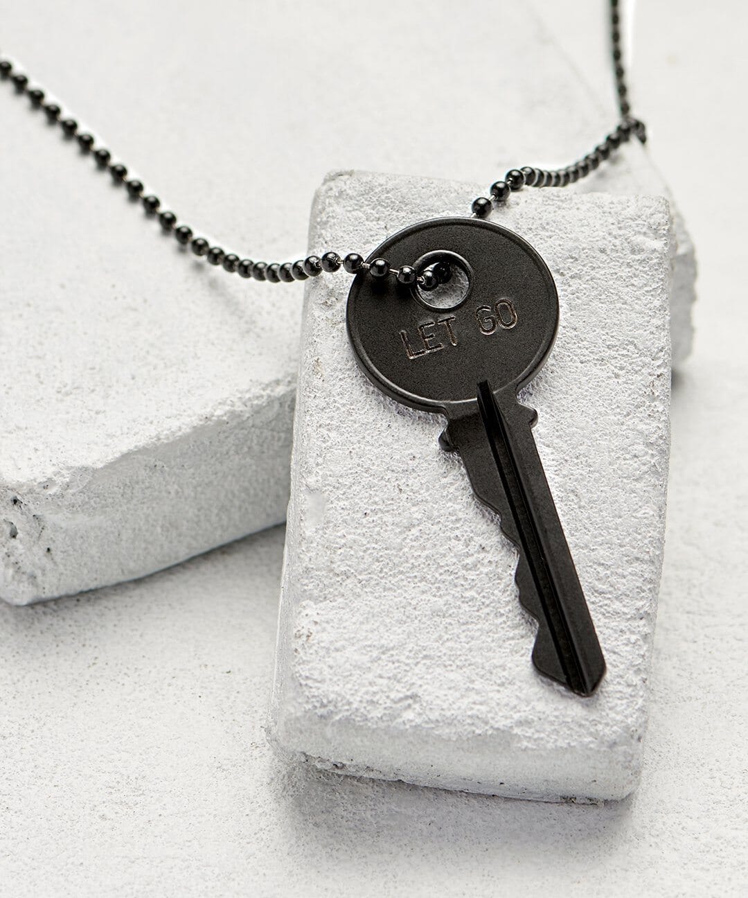 LET GO Matte Black Classic Key Necklace