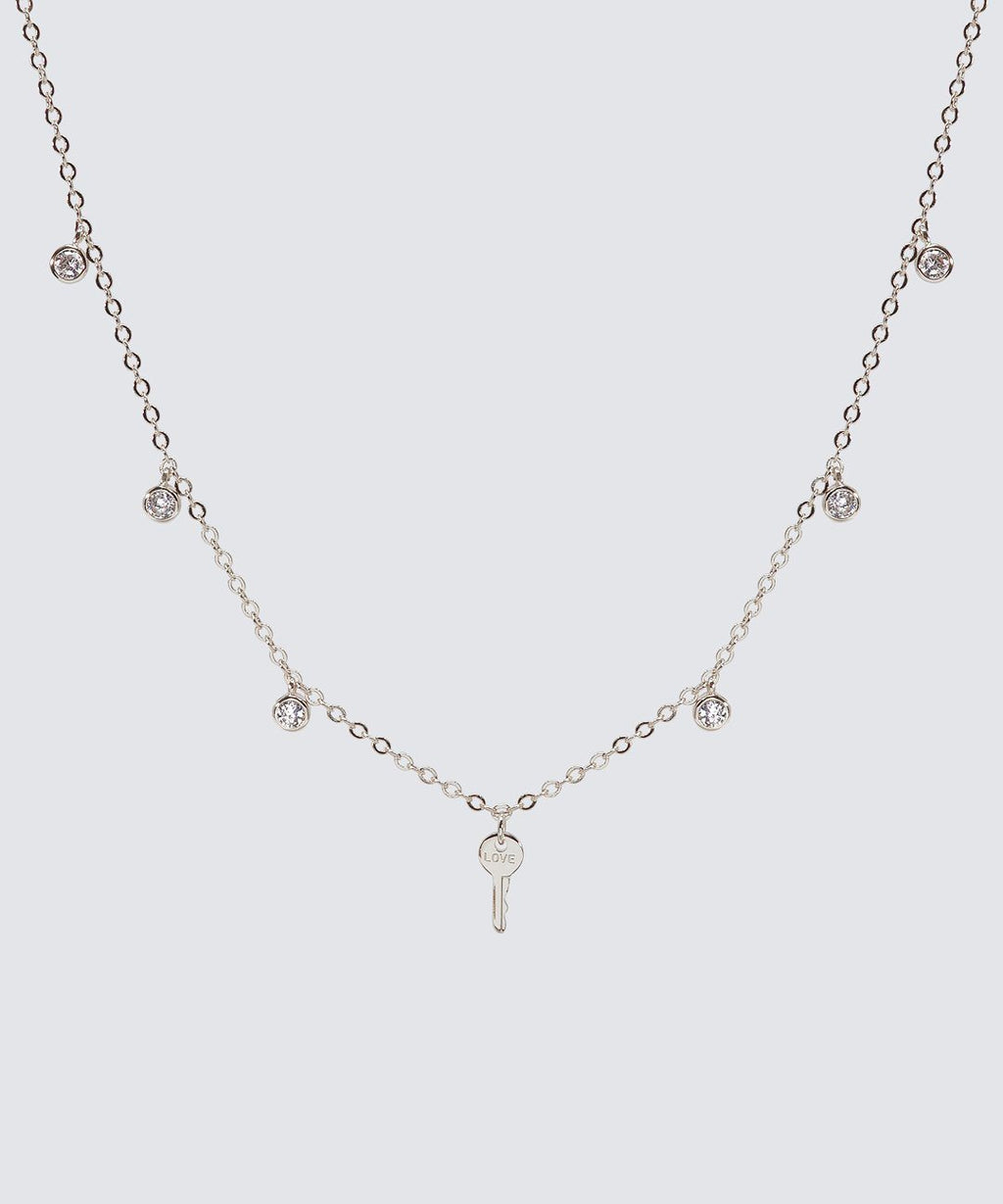 Crystal Droplet + Mini Key Necklace