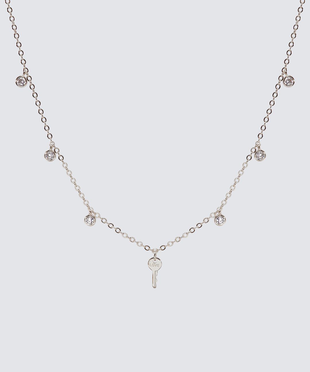 Crystal Droplet + Mini Key Necklace